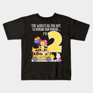 The Wheels On The Bus 2nd Birthday 2 Years Old Family Matching Kids T-Shirt